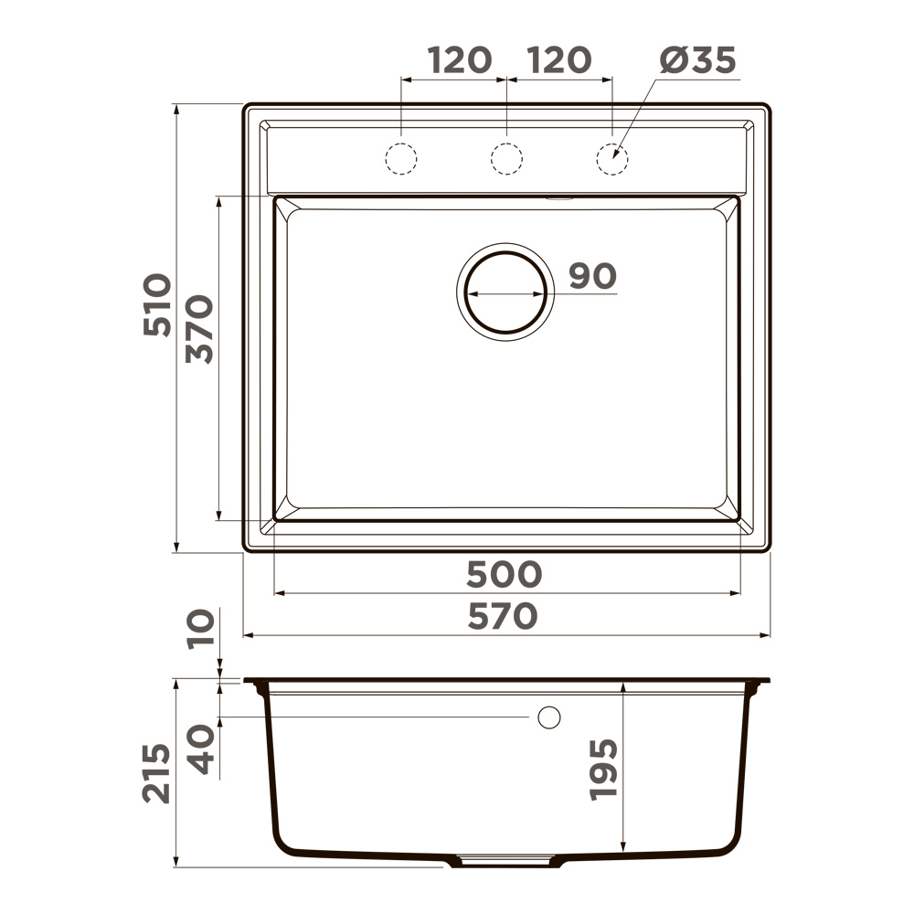 Мойка OMOIKIRI 4997308 Daisen 57-BL 