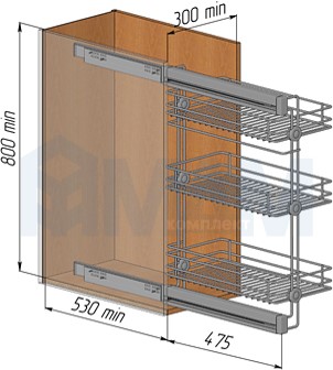 Корзина для белья 3-х уровневая VIBO ACL3SMSXALVG ELITE 