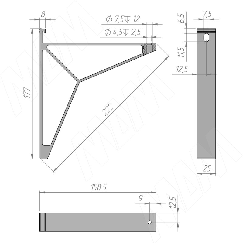 Комплект 2х полкодержателей EUREKA 903a 9708 