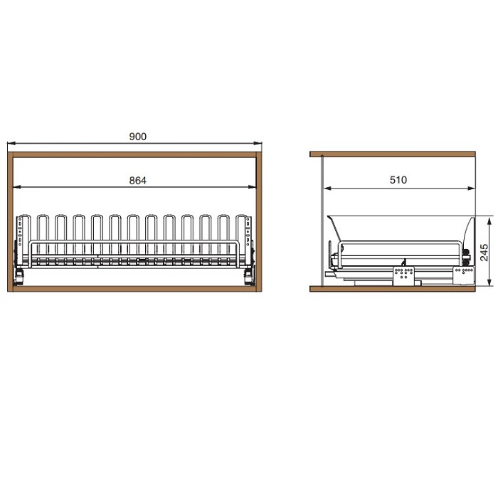 Выдвижная сушка для посуды INOXA ELLITE 5703ENPY/90-50PC16 900 мм