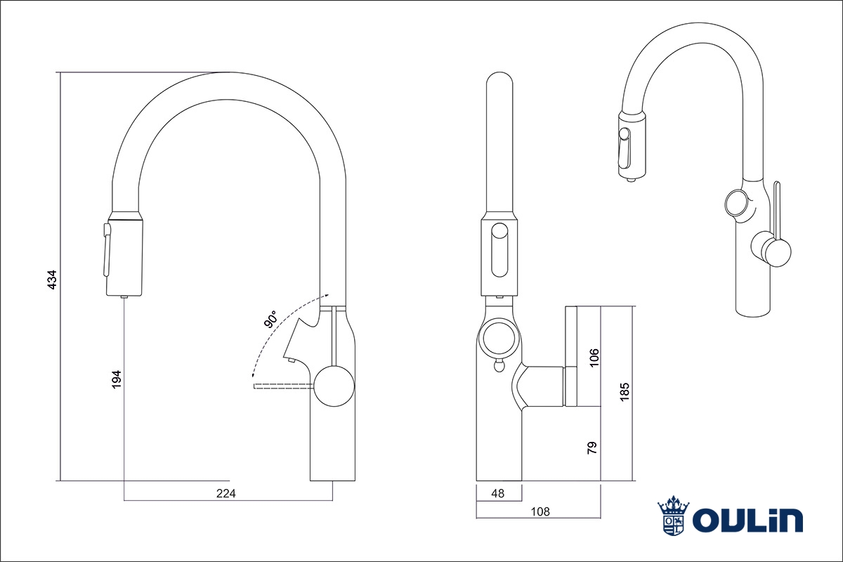 Смеситель 4в1 OULIN OL-8018 Satin  Смеситель 4в1 OULIN OL-8018 Satin
