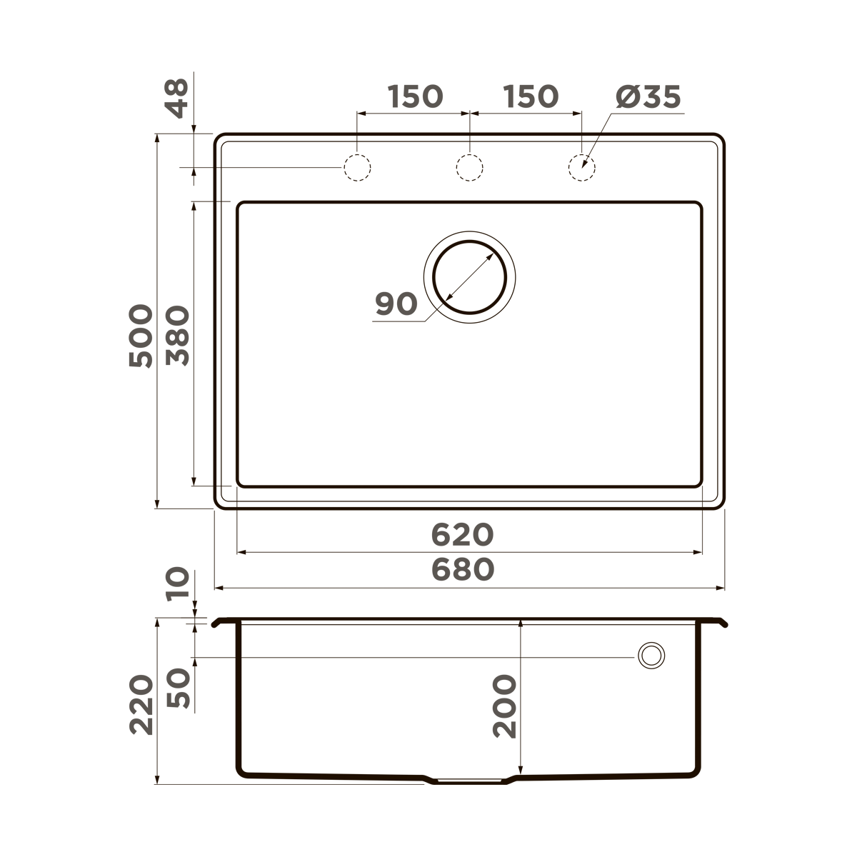 Мойка OMOIKIRI 4993967 Tedori 68-WH 