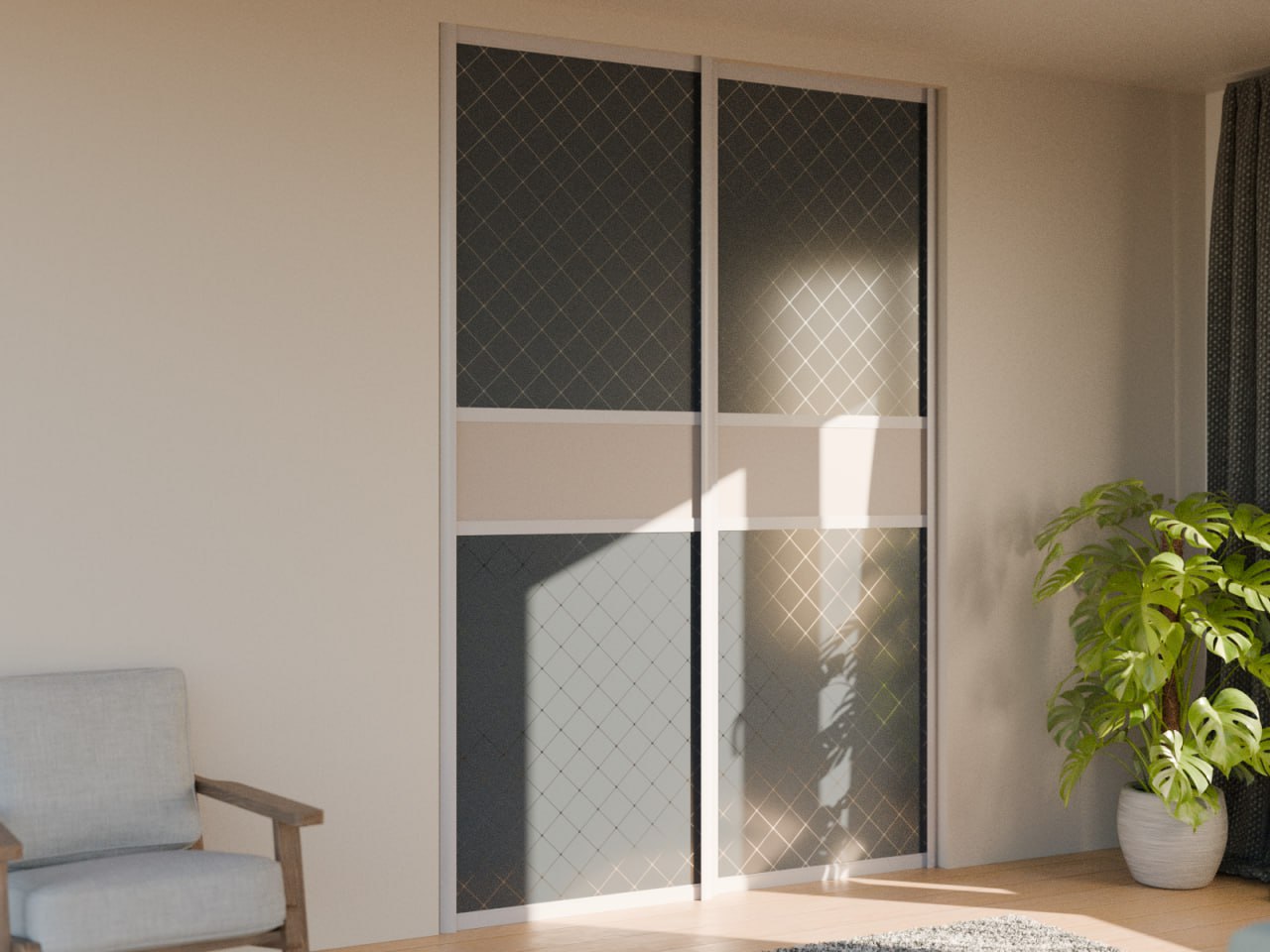 Дверные створки купе Стекло (В.2570 Ш.1704) 2шт.