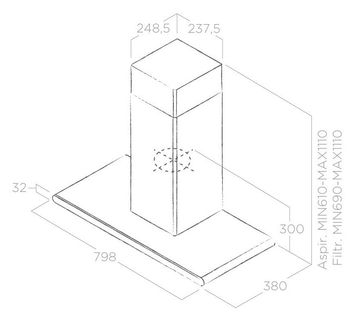 Вытяжка настенная Т-образная ELICA GALAXY WHIX/A/80 