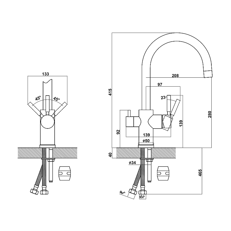 Смеситель 2в1 FLORENTINA 333.13Н.2123.306 Клио 